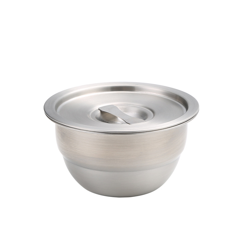304 stainless steel steamed egg bowl with lid thickened stew bowl rice bowl soup bowl household baby food bowl food grade baby egg custard