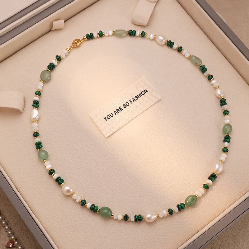 Dopamine natural freshwater pearl necklace, neck chain, colorful bead collarbone chain for women, new neck chain