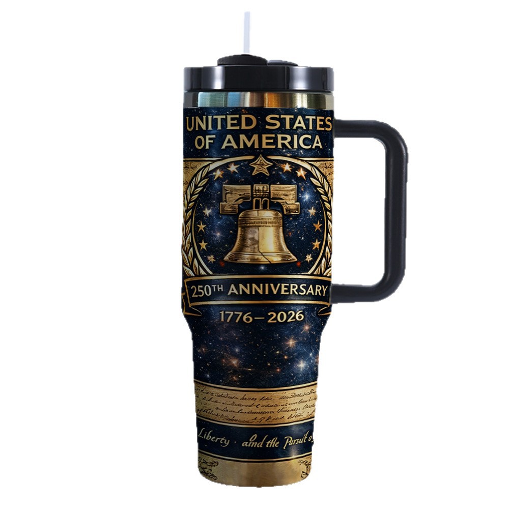 American Independence Day 250th Anniversary 40oz Insulated Tumbler Stainless Steel Cold Cup Car Cup