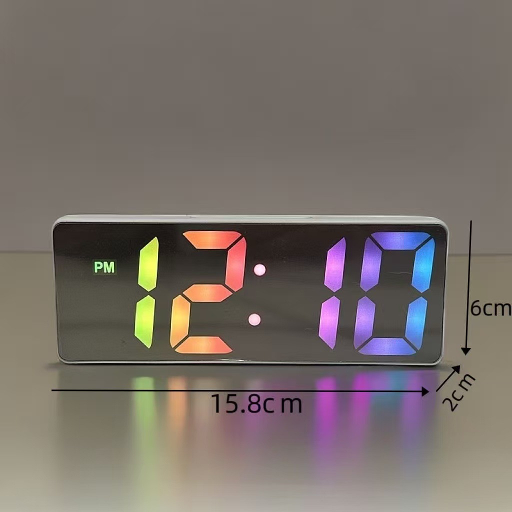 Mirror Clock Alarm Clock Desktop Silent Smart Clock Time Display Monitor Bedroom Digital Electronic Clock Ornament