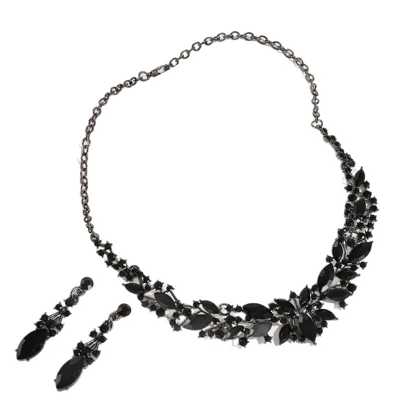 Crystal Necklace Earring Jewelry Set Bride Wedding Dress Accessories