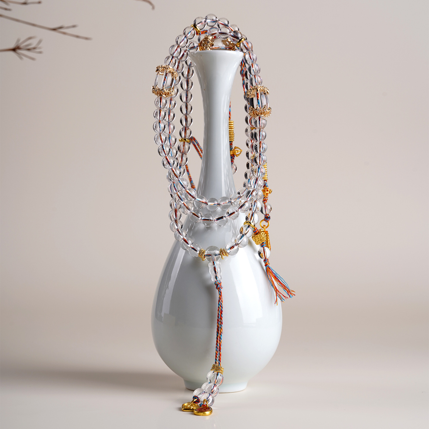 Natural White Crystal 108 Beads Multi-loop Bracelet Necklace Cultural Creative National Bracelet Unisex New Prayer Beads