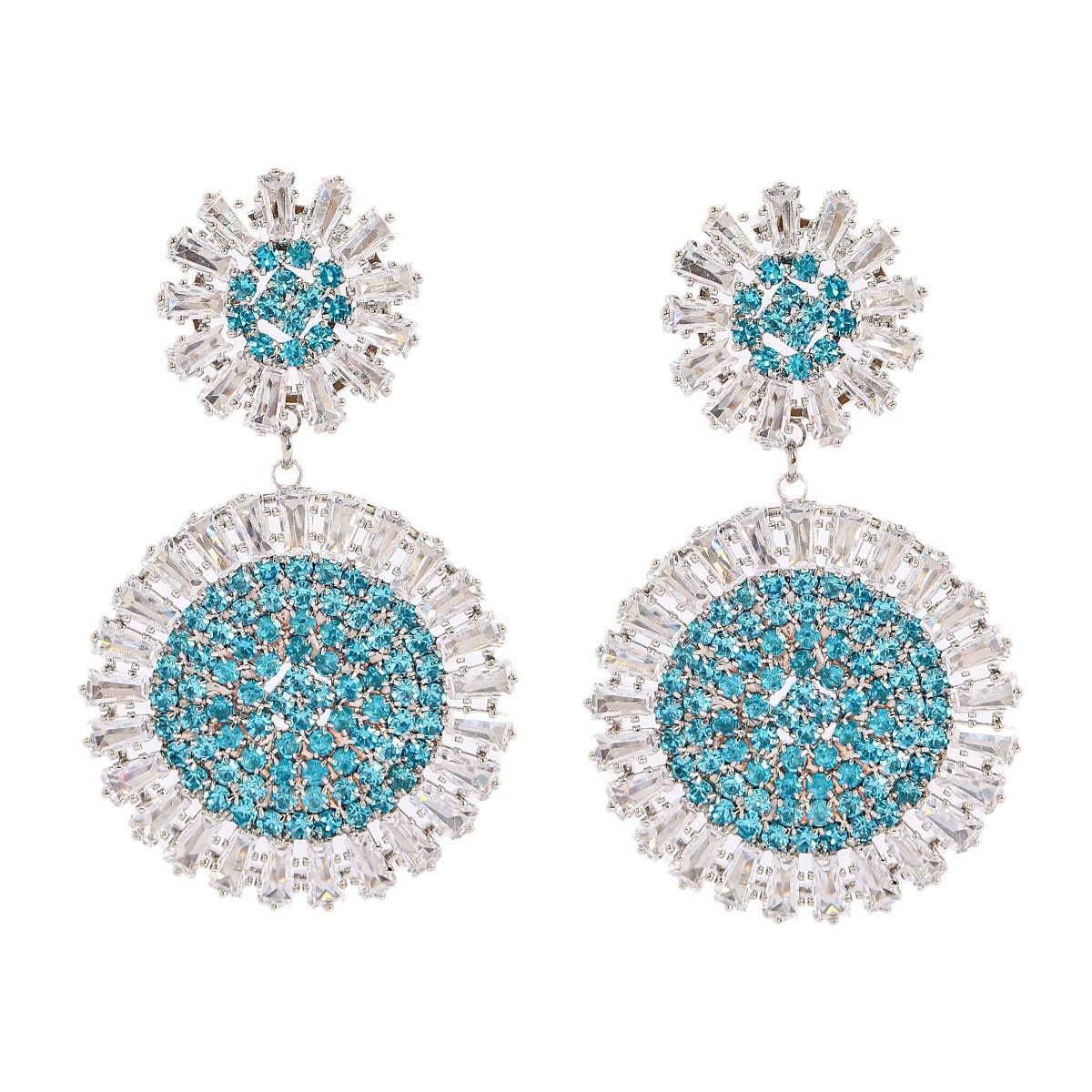 925 silver needle large sunflower ear accessories colorful flowers super shiny earrings exaggerated earring jewelry