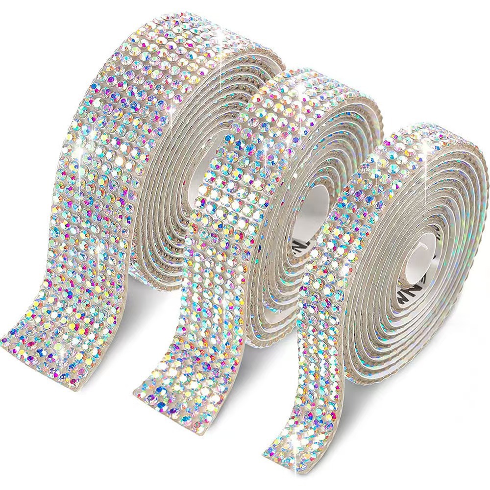 Rhinestone strip self-adhesive phone car hot melt rhinestone DIY decoration rhinestone with adhesive rhinestone drill decoration multiple rows optional