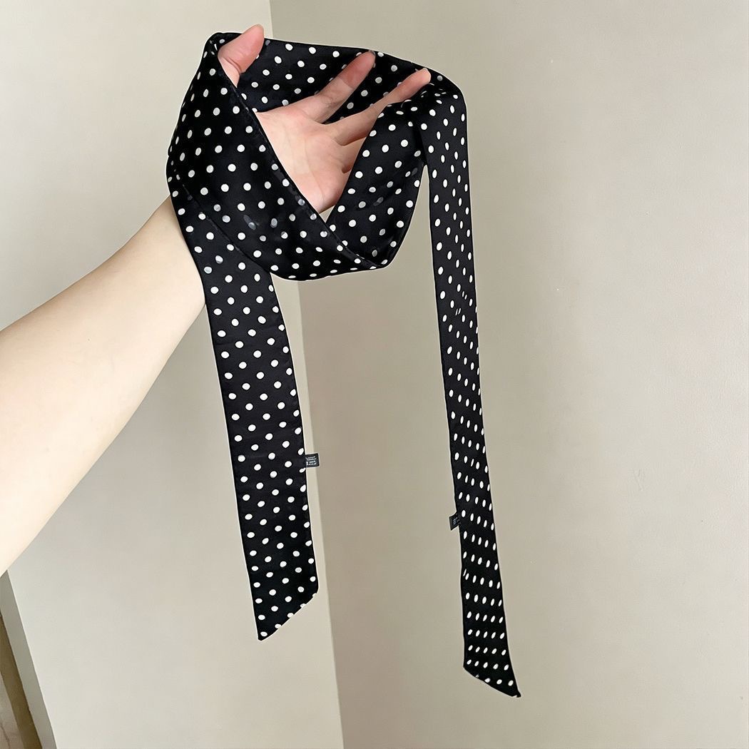 2#黑色波点细条丝巾约145cm