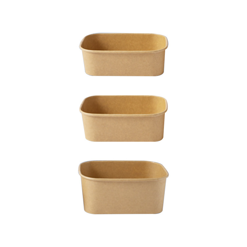 Disposable Lunch Box Kraft Paper Square Takeout Box Fruit Fast Food Lunch Box Light Meal Picnic Paper Box Salad Box