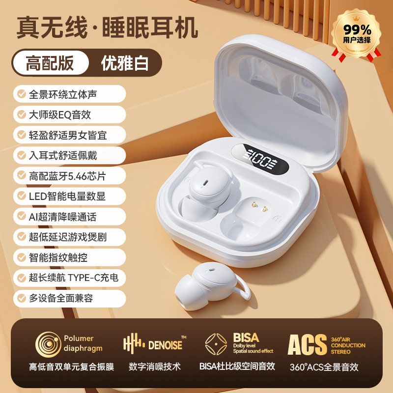 New in-ear side-sleep non-pressure earphones M72 noise-canceling true wireless sleep Bluetooth earphones with good sound quality