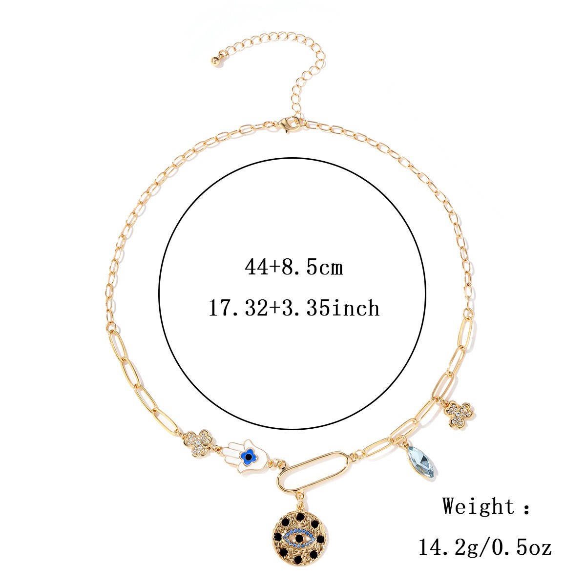 Kenjie mysticism coin rhinestone embossed small pendant bib necklace for women neck accessory