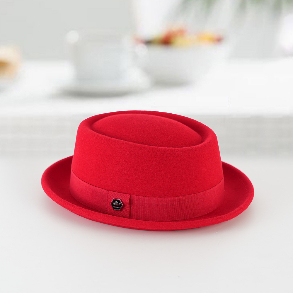 Pure Wool Concave Round Top Fedora 2025 Autumn/Winter Gentleman Comfortable Breathable Warm Hat