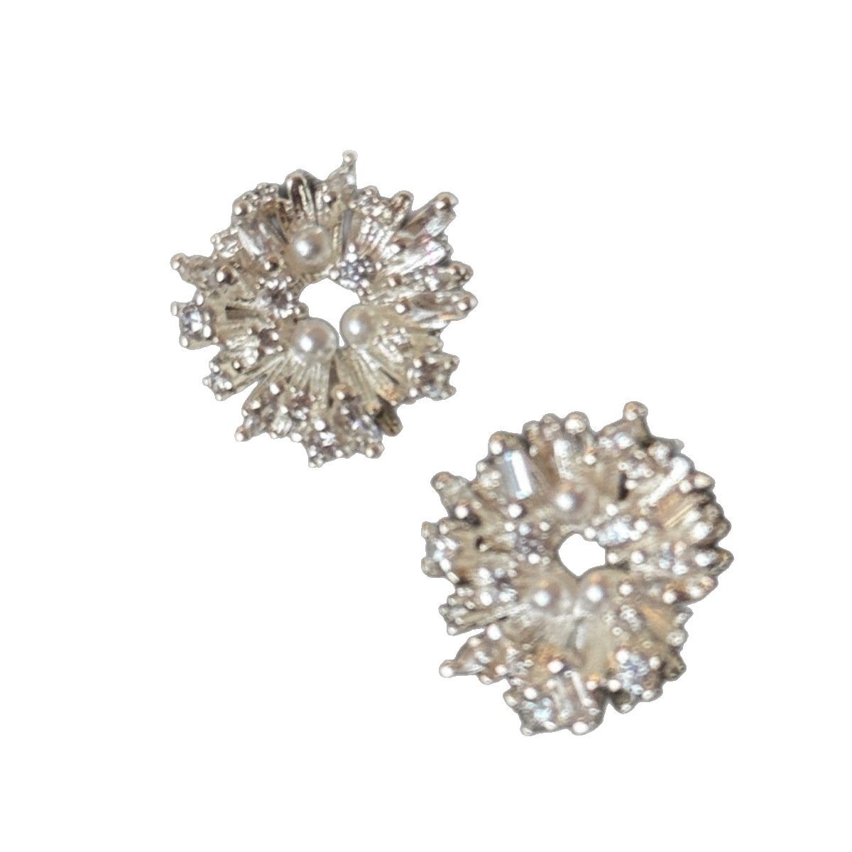 Gorgeous fireworks crushed zircon pearl snowflake earrings elegant exquisite super flash romantic ear jewelry