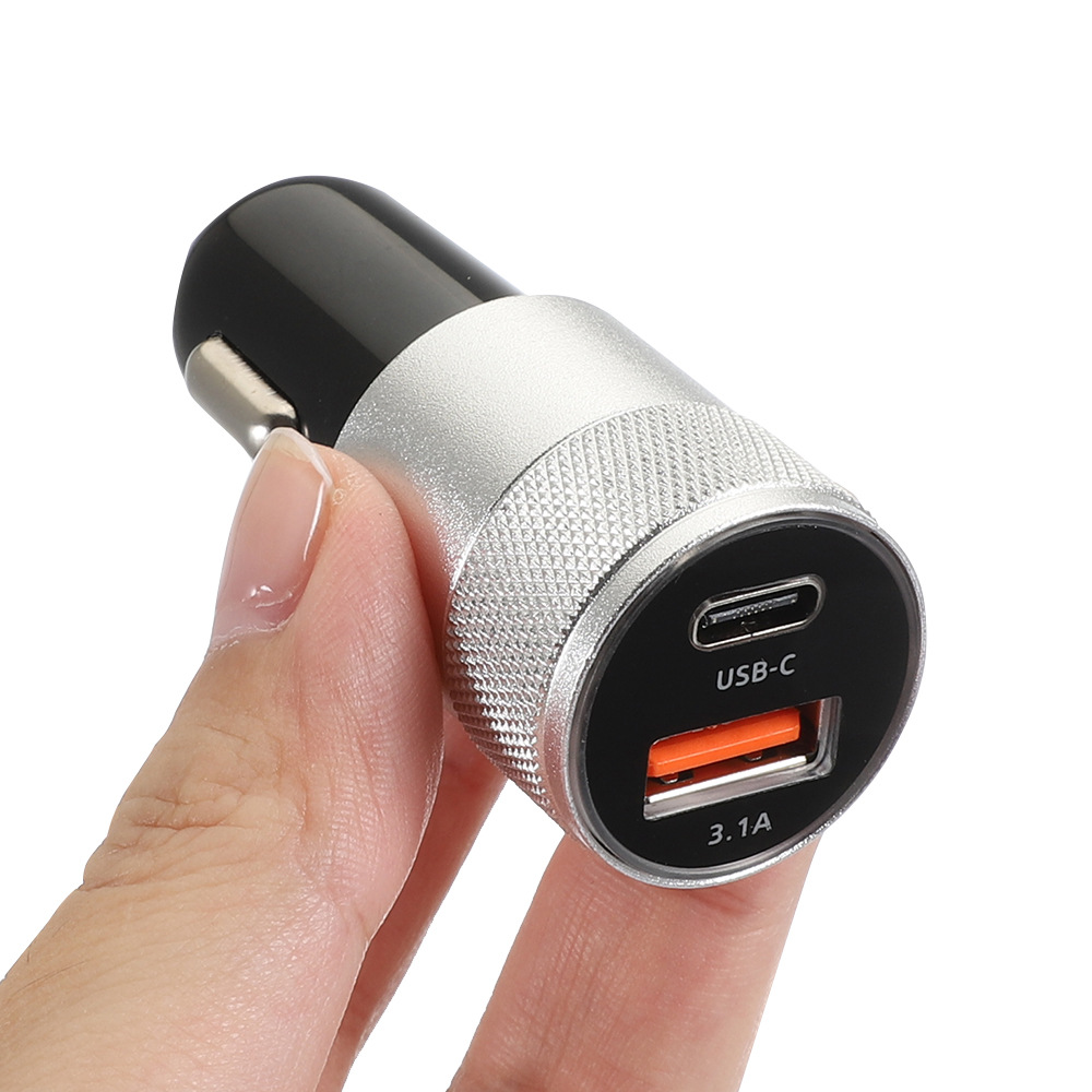 PD 20W Small Steel Gun Car Charger QC3.0 Car Charger 38W Fast Charging Dual USB Car Charger PD+2.4