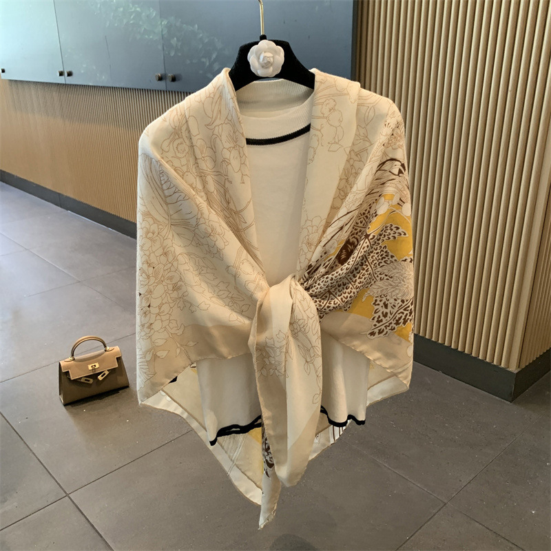 130cm cotton-linen large square scarf for women, summer air-conditioned room outer layer large shawl, spring and autumn thin new sunscreen scarf