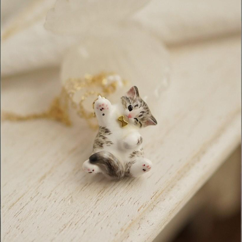New necklace cute electroplated oil cat oil-plated gold animal series pendant necklace copper