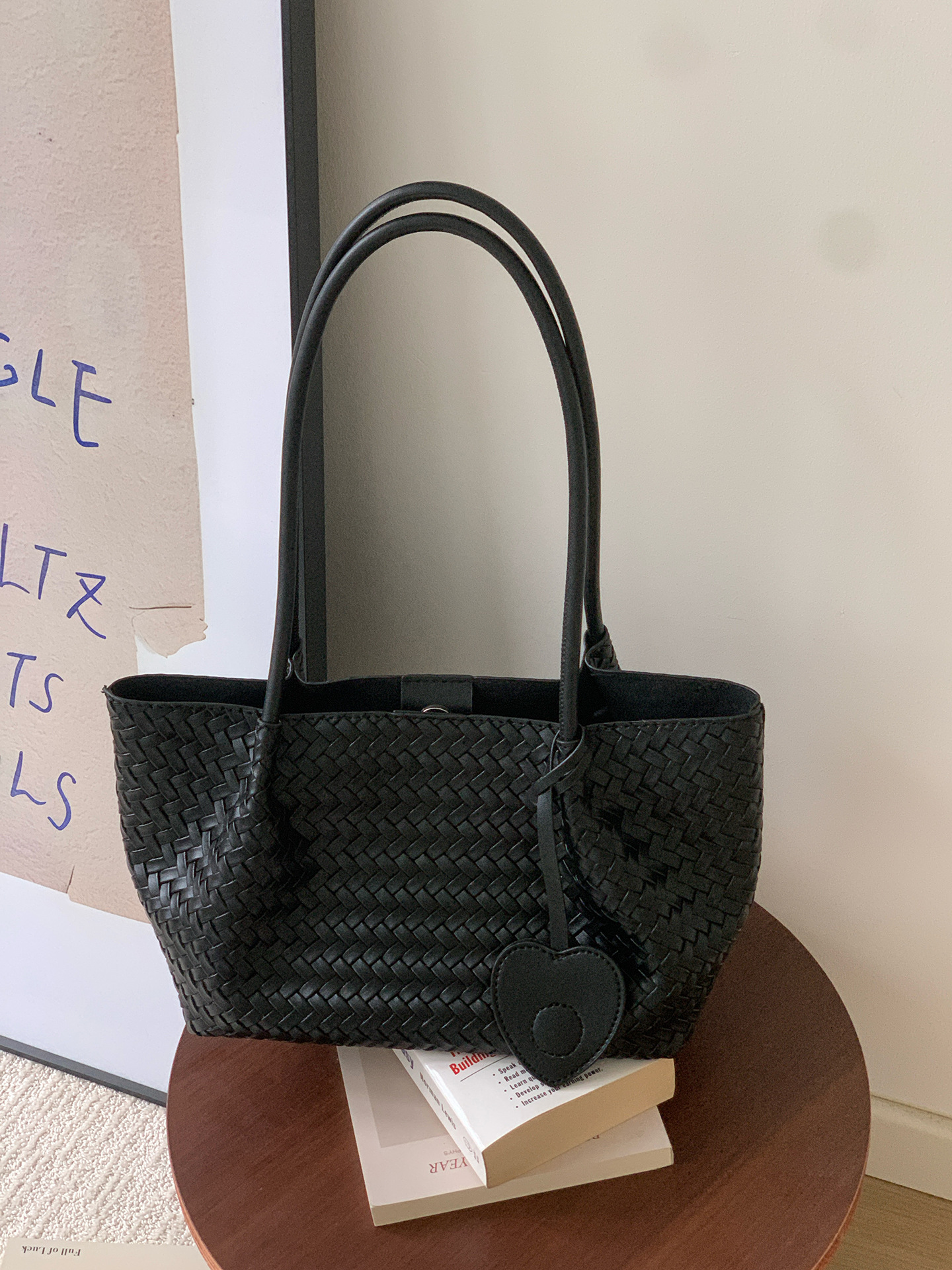 Trendy Woven Bag Soft Leather Handheld Underarm Bag Basket Bag Single Shoulder Mother-Child Bag