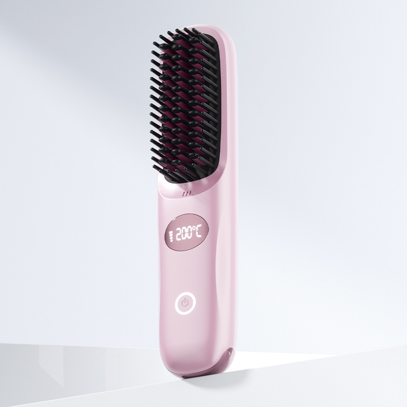 New straightening comb rechargeable ceramic heating comb non-damaging straightener wireless portable curling iron