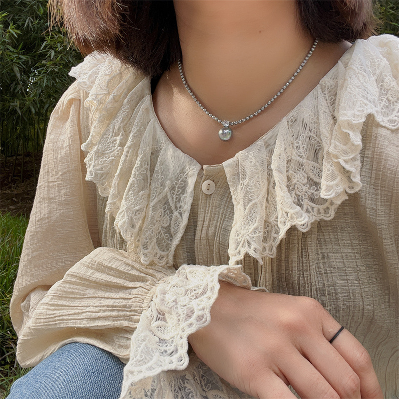 True Akoya Gray Stardust Pearl Pendant New Sweet Adjustable Collarbone Chain Necklace Accessories