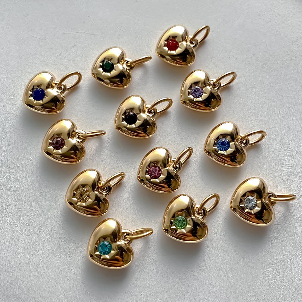 eManco 14K Gold Plated Rhinestone Love Small Pendant Handmade DIY Necklace Bracelet Earrings Jewelry Accessories Vacuum Plating
