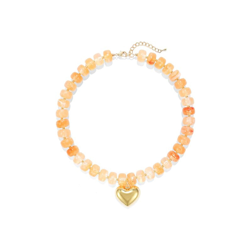 New Exaggerated Style Love Resin Necklace Handmade Beaded Barrel Bead DIY Collarbone Chain