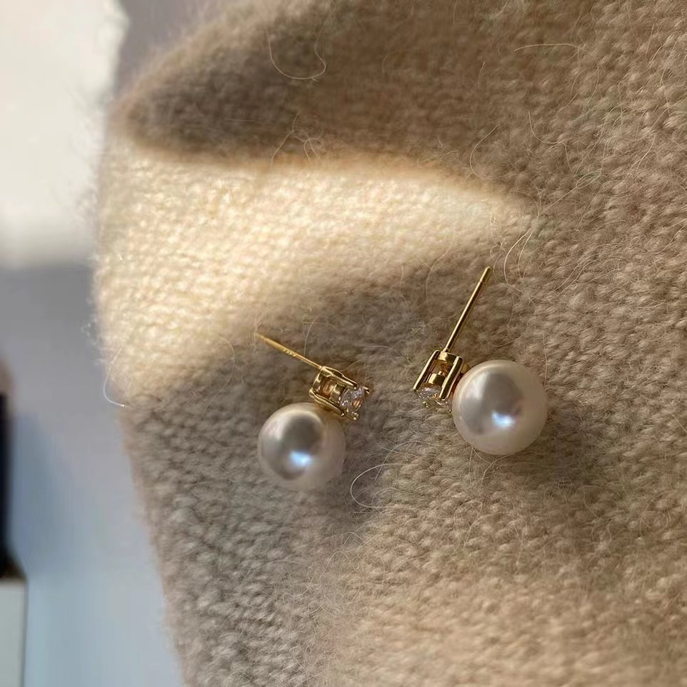 耳钉款 · 金色施家白10mm