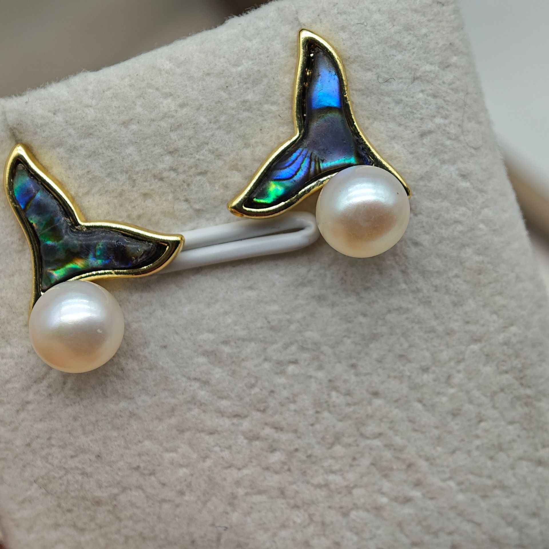 Real Gold Electroplated 18K Gold-Plated Zircon Pearl Earrings Empty Mount Natural Mother-of-Pearl Handmade DIY Pearl Earrings Accessories for Women