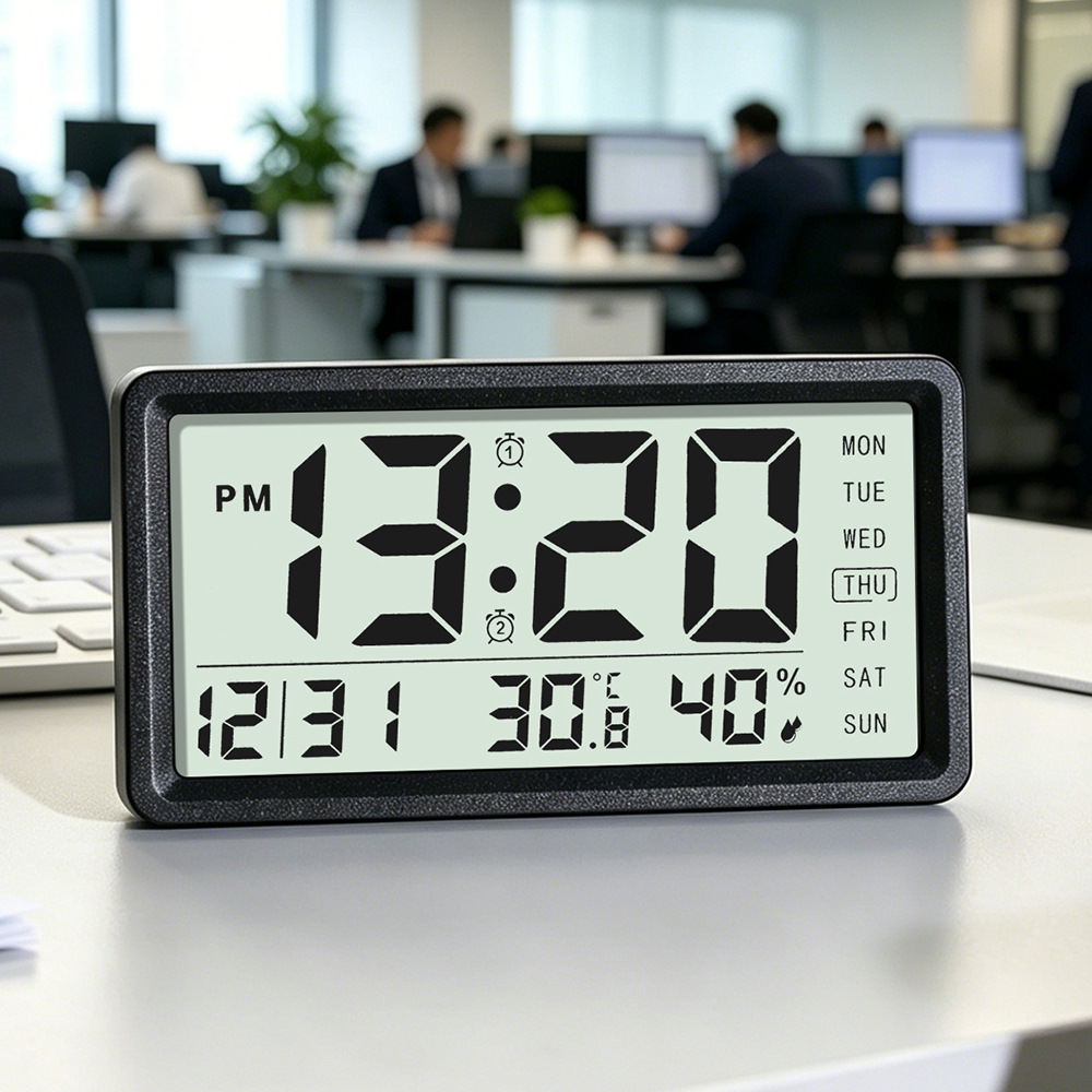 Smart minimalist LCD perpetual calendar electronic clock, digital clock, temperature and humidity clock, multifunctional snooze alarm clock, office clock