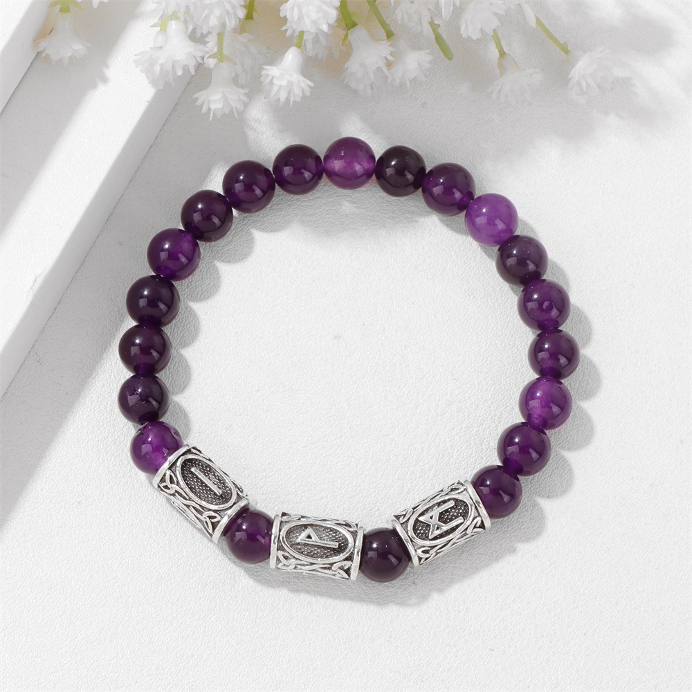 New rune symbol Norway bracelet for men tiger eye stone turquoise elastic rope unisex bracelet