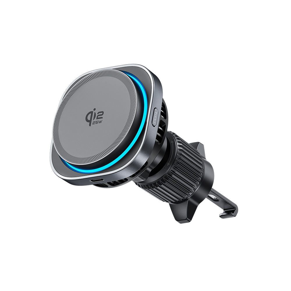 2026 New QI2.2 Fast Charge 25W Car Cooling Magnetic Wireless Charger Car Phone Holder Wireless Charger