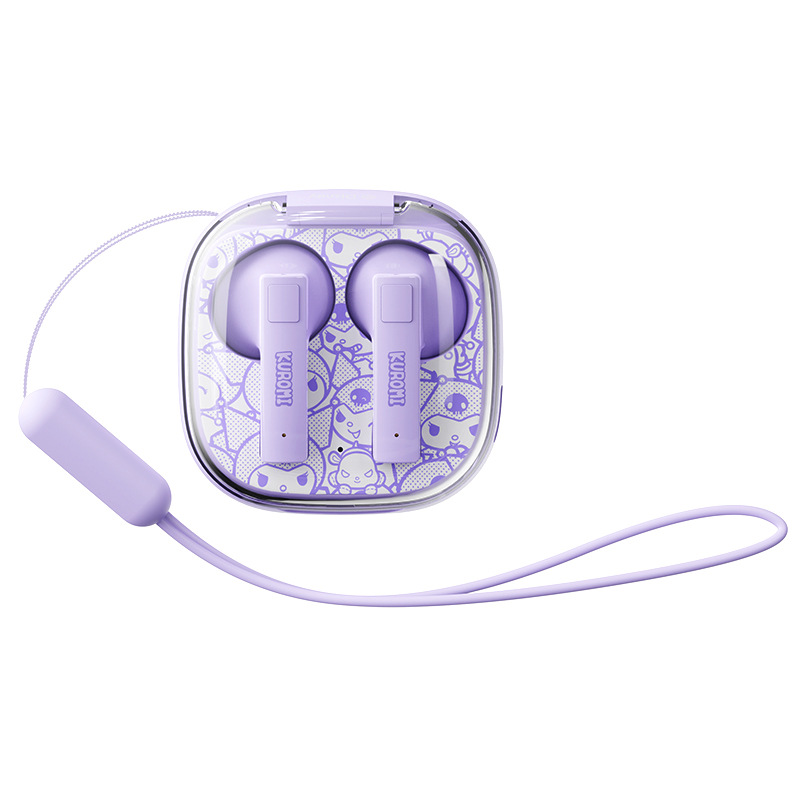 Sanrio True Wireless Bluetooth Earphones Cute Transparent Cartoon Girls Kuromi Semi-In-Ear High-Definition Sound Quality