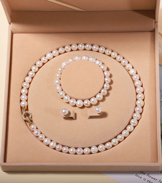 Zhuji Natural Freshwater Pearl Necklace for Women Real Pearl Set Clavicle Chain Mother's Day Gift
