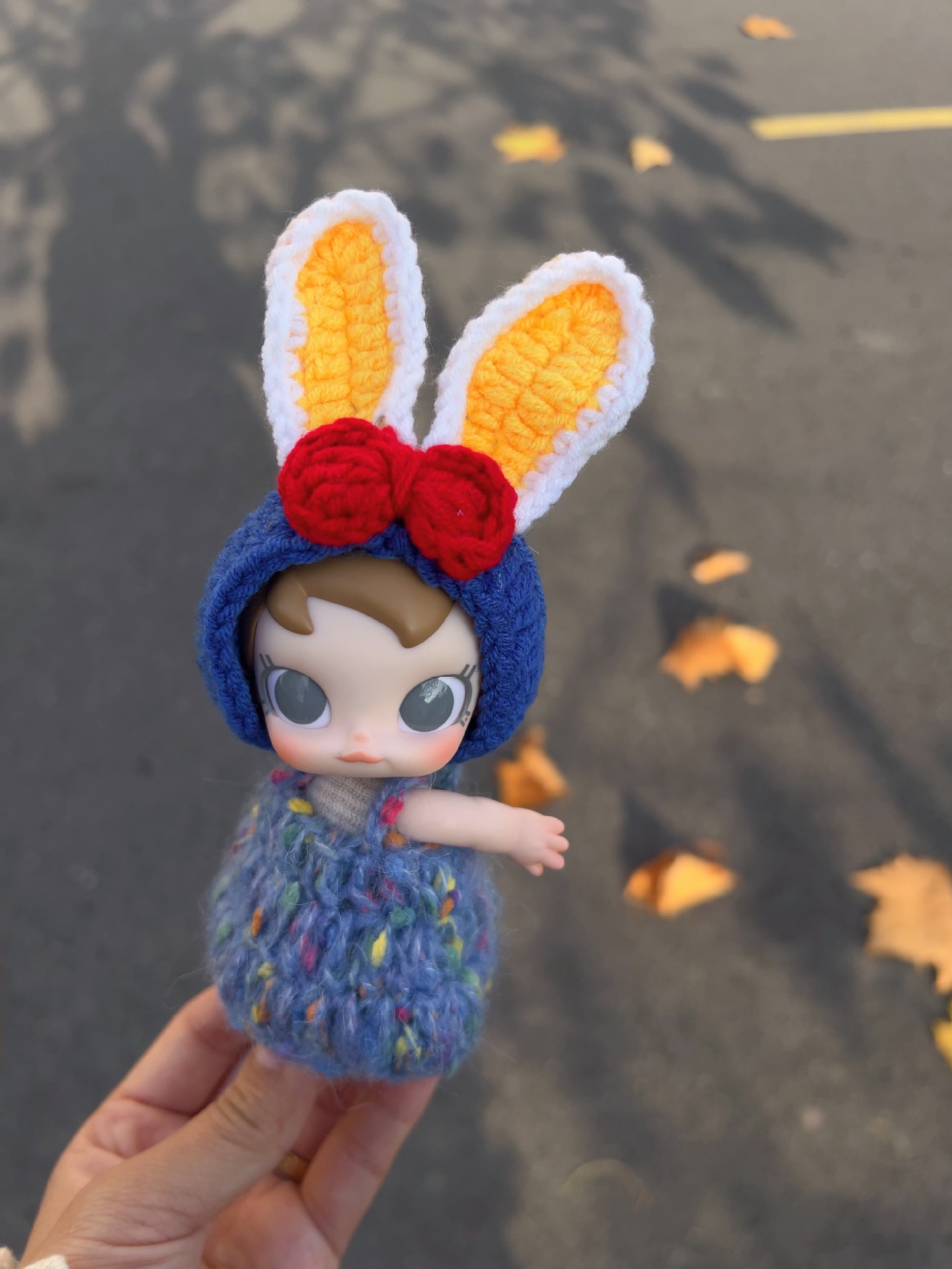 babymolly Active Winter Guide Doll Clothes Handmade Crochet Skirt Hairpin Set Clothes Handmade Doll Clothes bjd