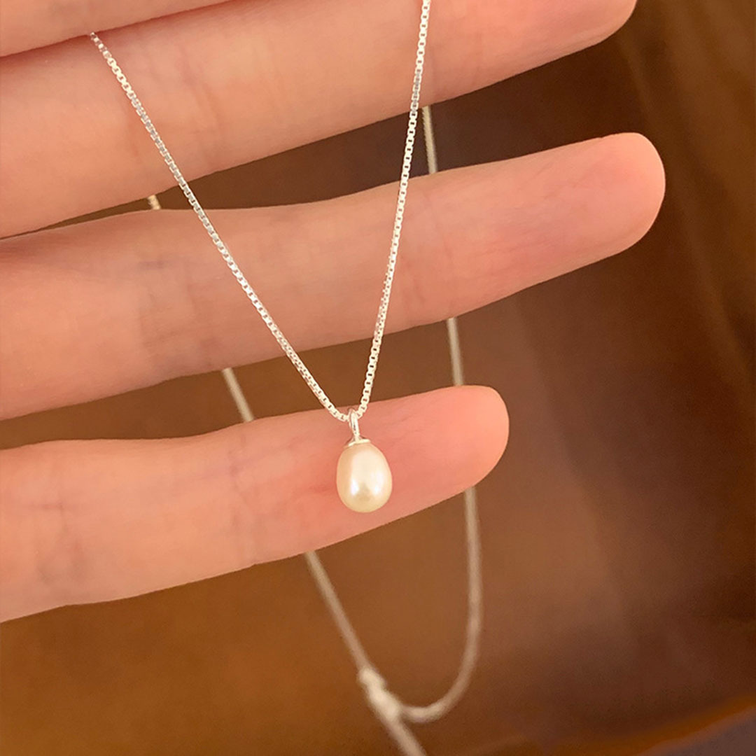 S925 Sterling Silver Zhuji Natural Freshwater Pearl Pendant Necklace Women Collarbone Chain Niche