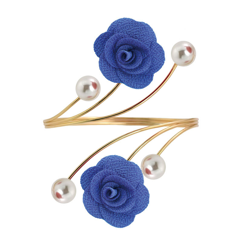 New metal open adjustable simulated pearl three-dimensional flower arm ring niche accessory