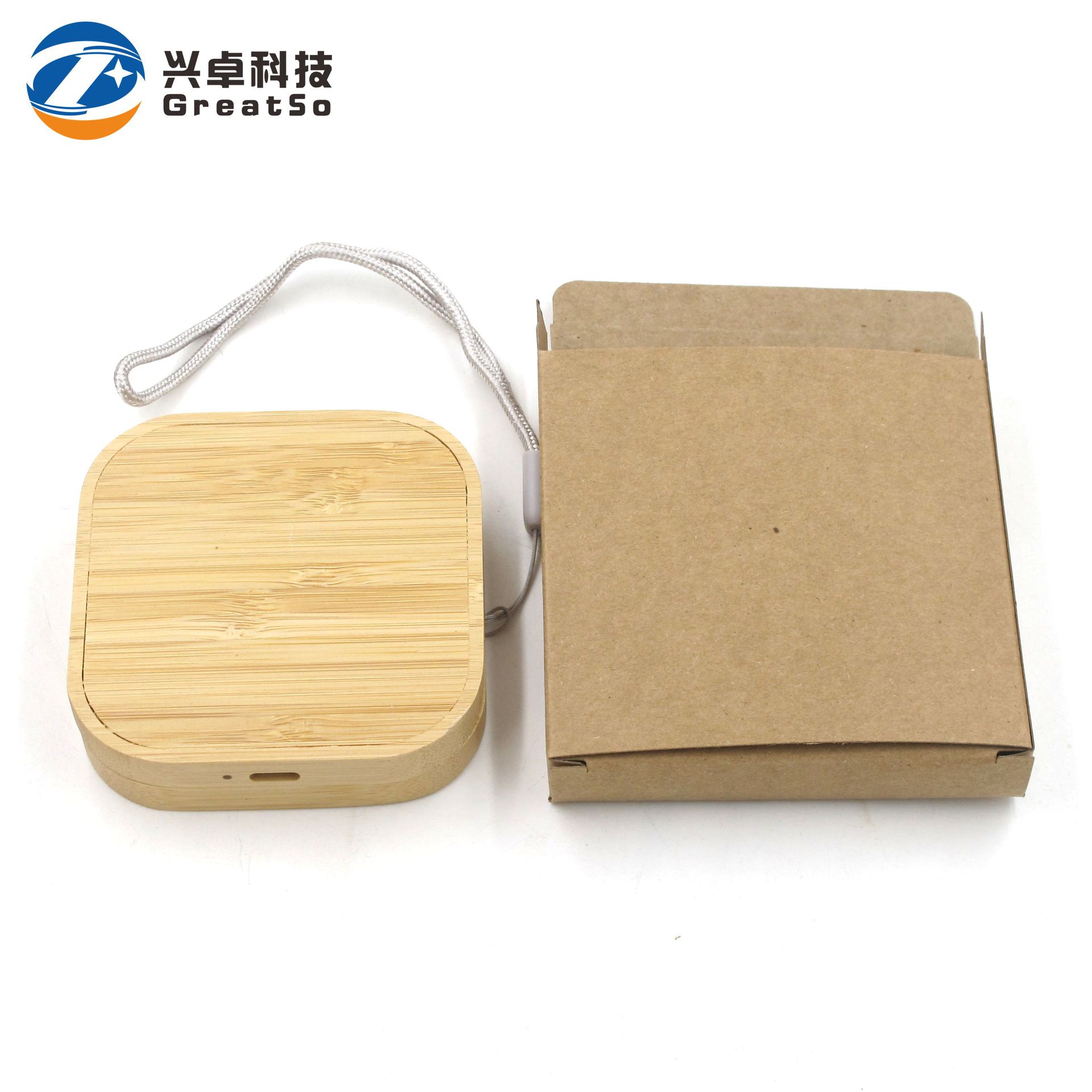 Eco-friendly bamboo wood material 60W wheat straw data cable storage box with 15W fast charging wireless charger
