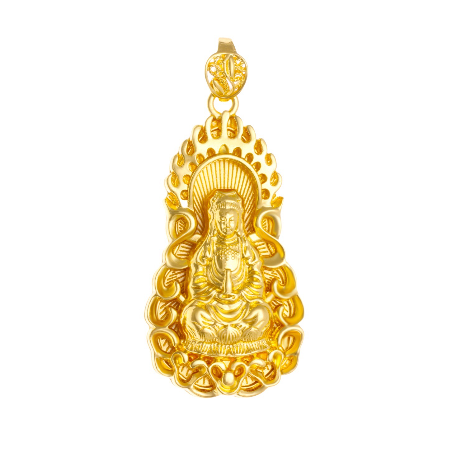 Gold-plated silver live-streaming dragon pendant large pendant accessories Guanyin Buddha bold pendant hollow sand gold jewelry accessories