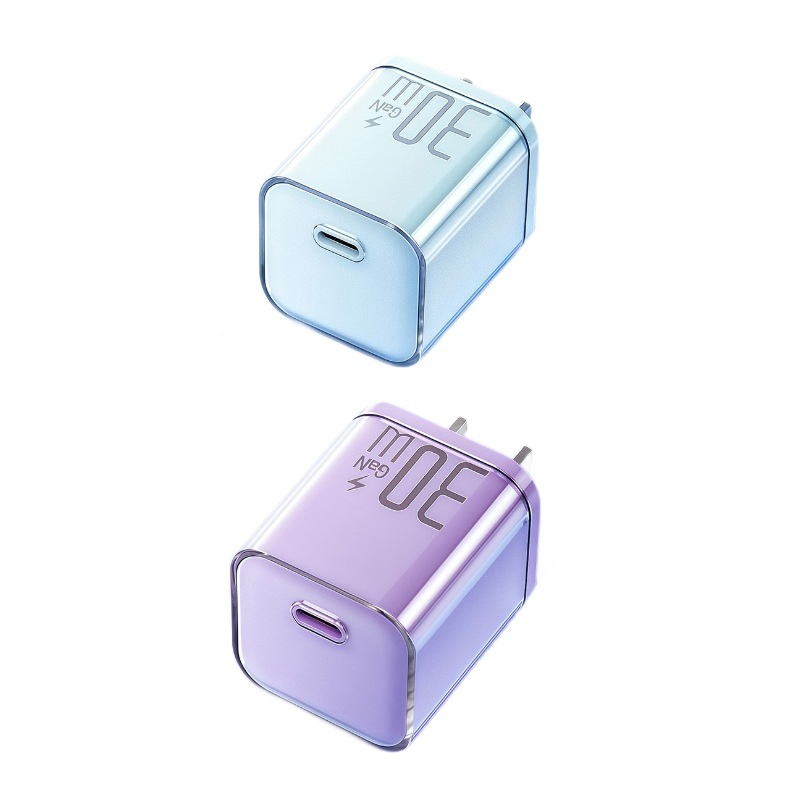 New PD30W ice transparent GaN charger for Apple 8-17 phone fast charger GaN fast charger