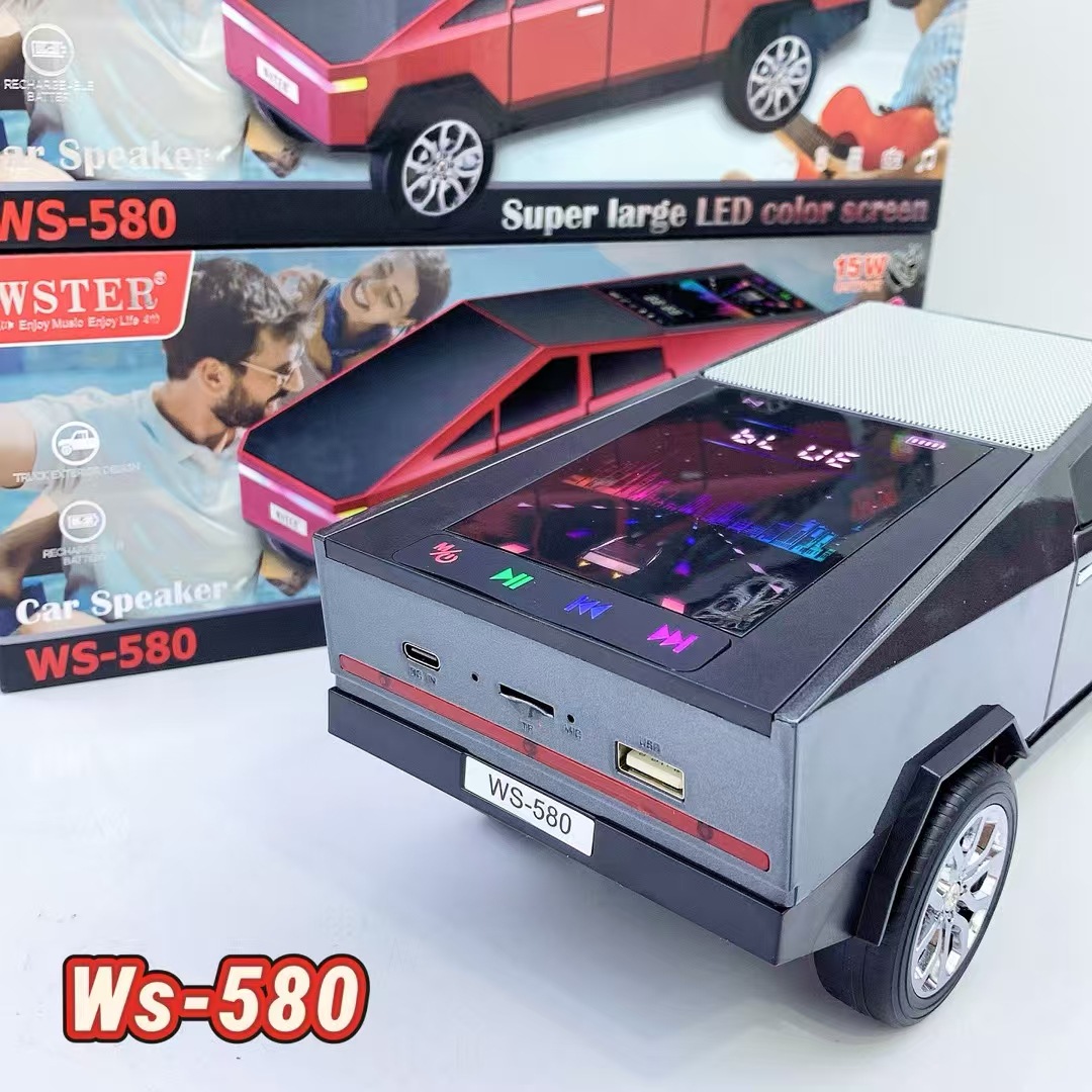 WS580 Tesla car model Bluetooth speaker heavy bass wireless audio gift speaker dynamic color screen