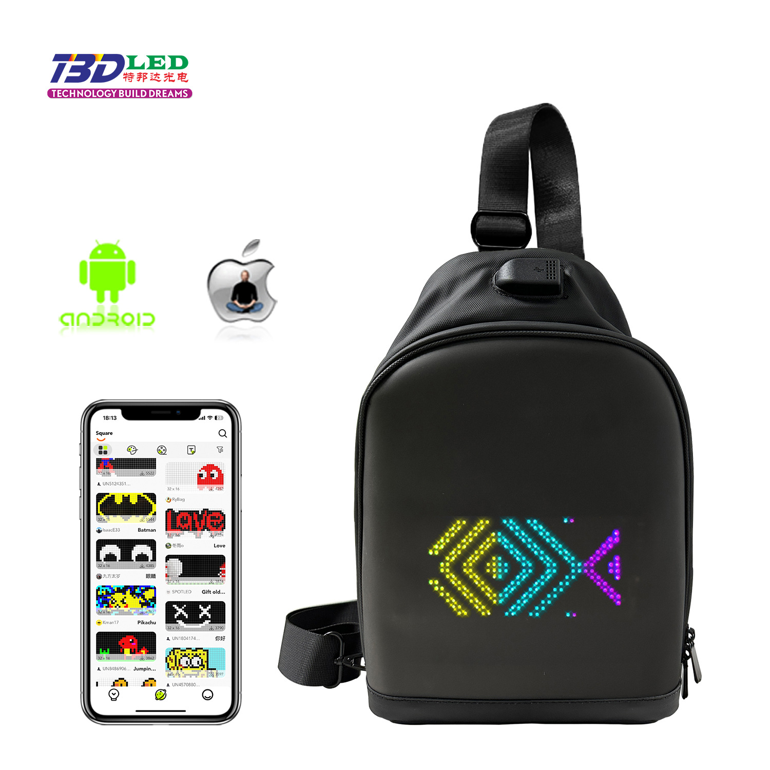 New Crossbody Bag, LED Backpack, Outdoor Portable LED Advertising, Didi LED Dynamic Backpack, LED Screen