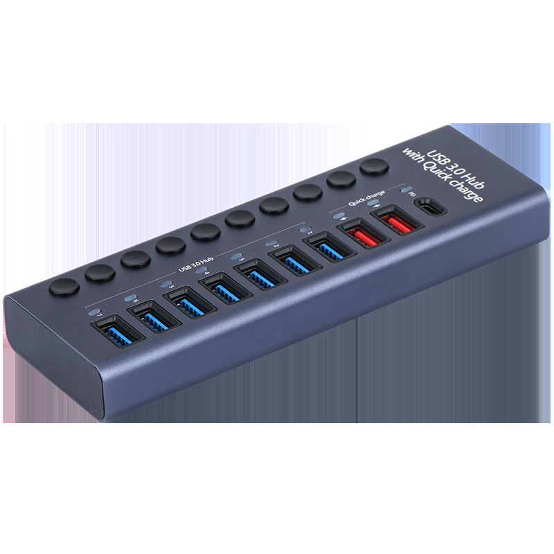 Aluminum alloy multi-port USB 3.0 expander multifunctional hub independent switch high current USB hub