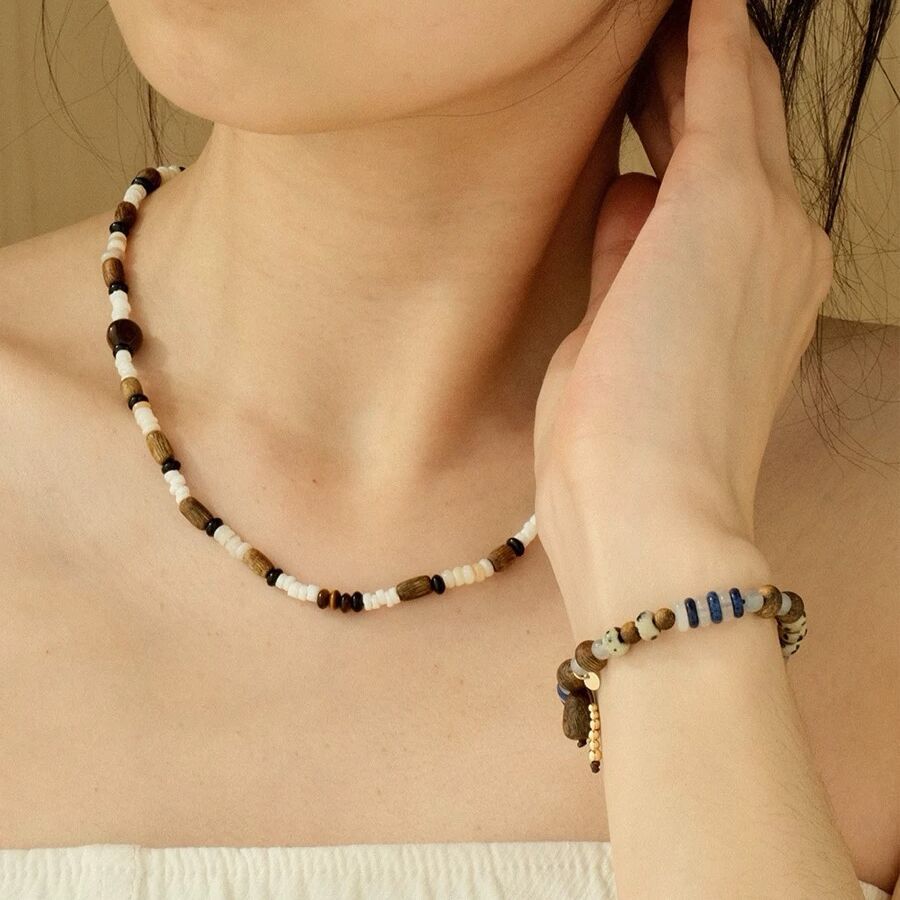 Agarwood Echo Bracelet New Chinese Style Agarwood Natural Stone Bracelet for Women 2025 Spring Summer New