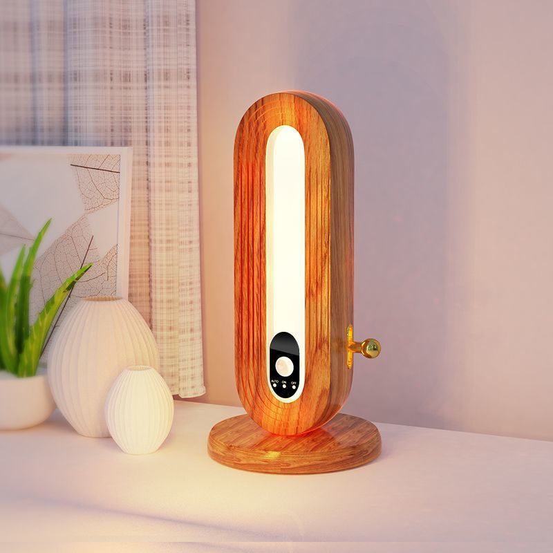 Wooden eye protection desk lamp bedside wall lamp bedroom corridor entrance solid wood human body induction lamp
