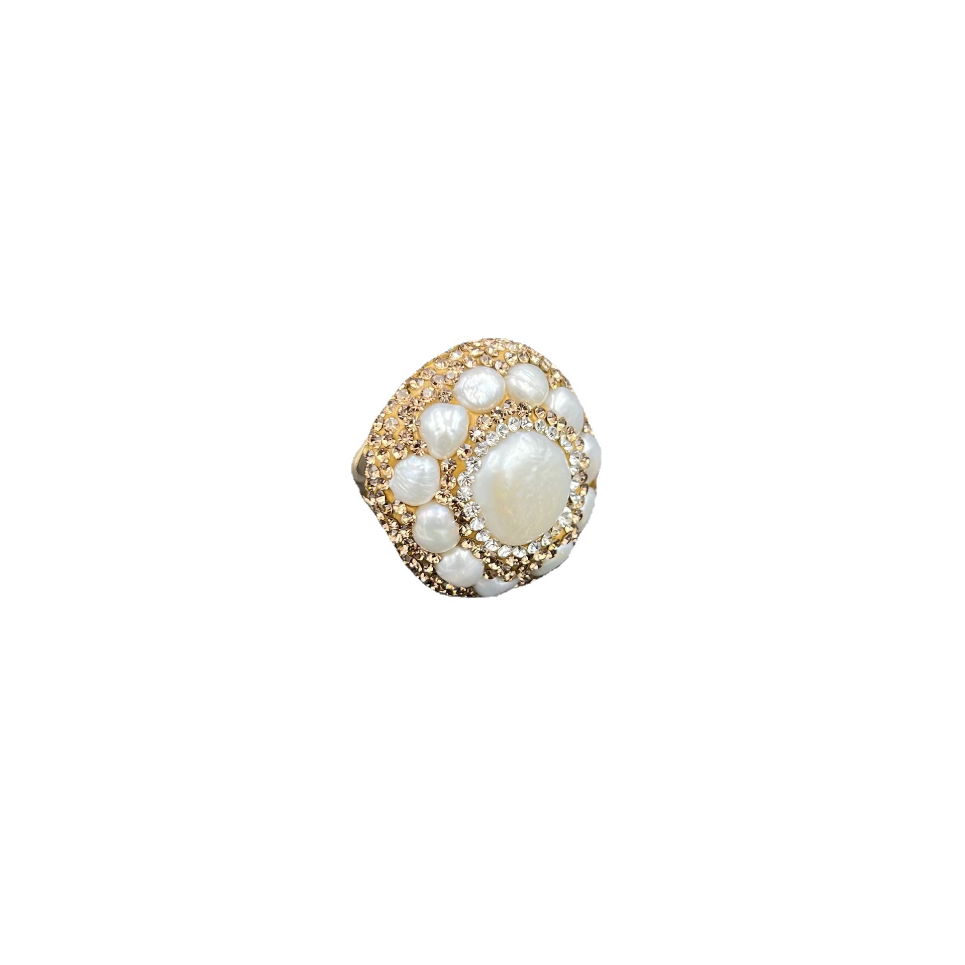 Natural Baroque Pearl Ring Genuine Gold Electroplated Ring