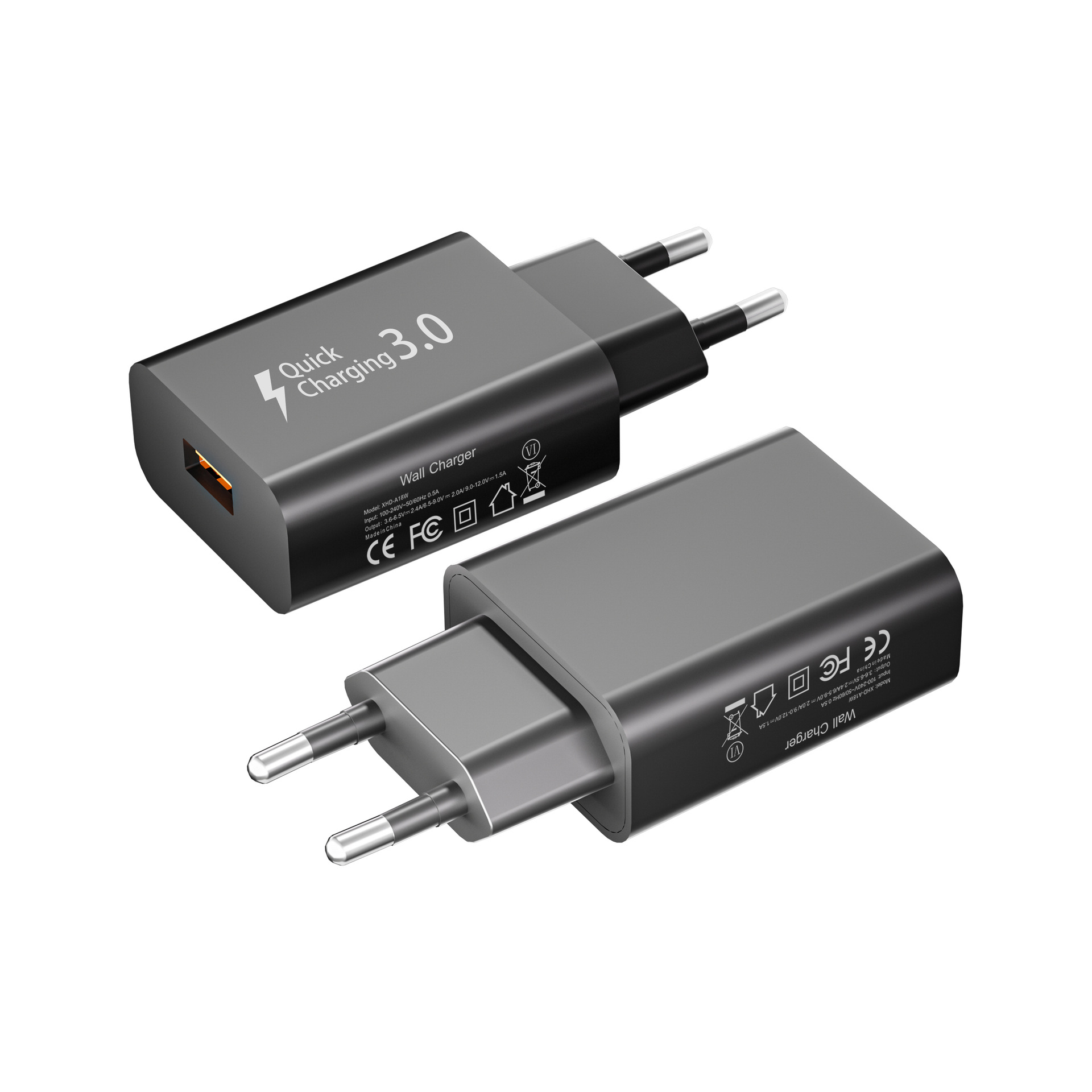 QC18W EU standard fast charger for Samsung charger S7 S8 S9 Apple 15 fast charging USB plug