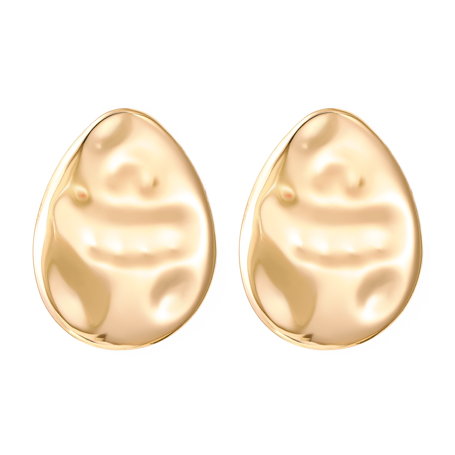 Liquid Lava Metal Heart Oval Earrings Geometric Irregular Wrinkle Earrings Accessories