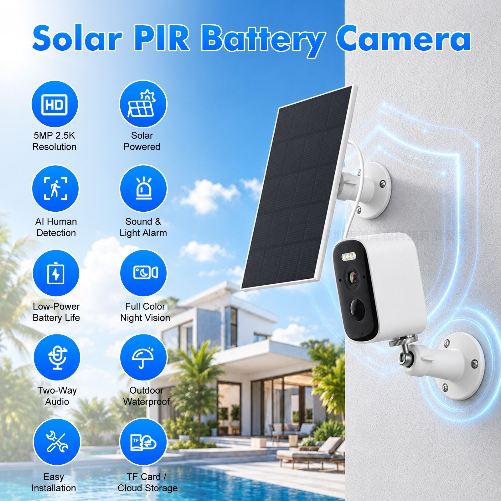 Custom Magnetic Battery Camera Waterproof Solar icsee Wireless Intelligent Surveillance