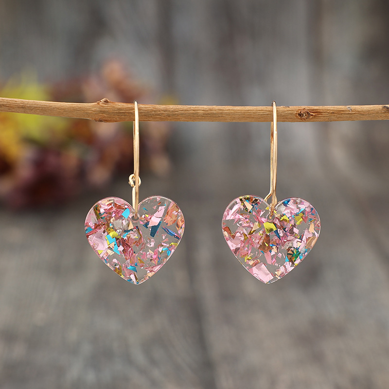 eBay New Valentine's Day Series Hyuna Style Sequins Transparent Heart Shape Multicolor Women Earrings Ear Jewelry