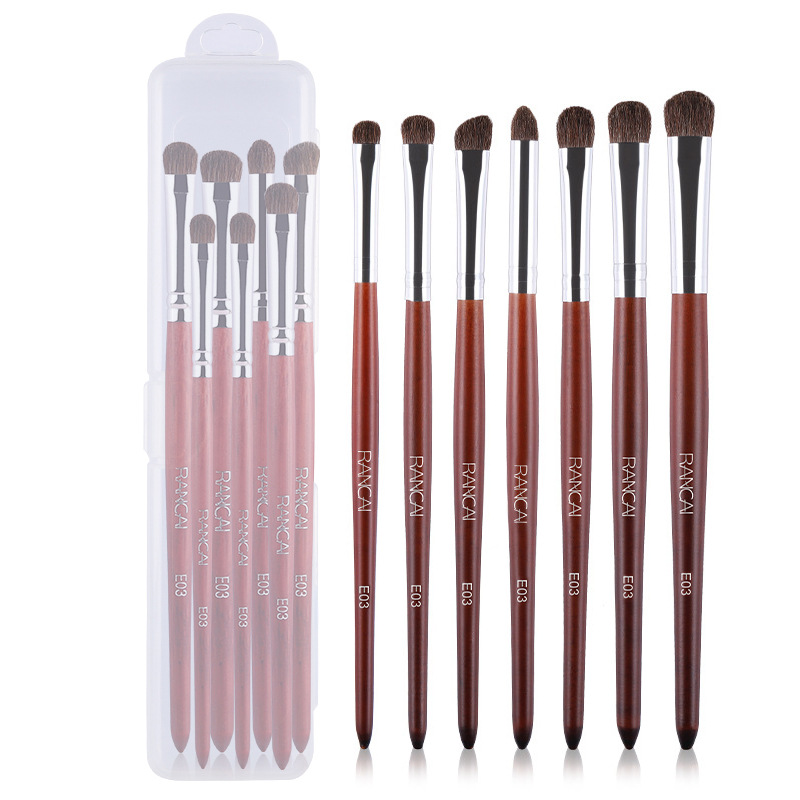 7 Pieces Makeup Brush Set Portable Horse Hair Eyeshadow Brush Eye Makeup Brush Cosmetic Tool Animal Hair Eye Brush