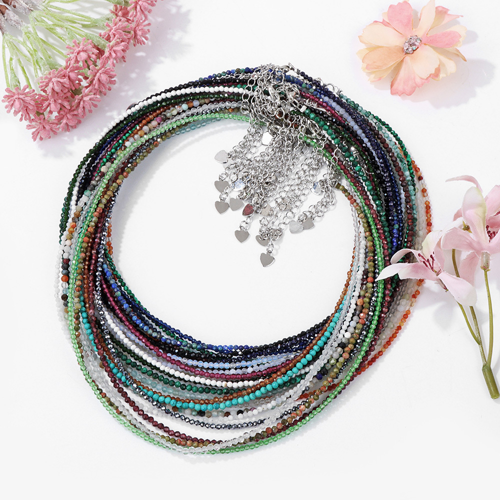 Natural Stone Bead Necklace for Men and Women, Simple Single Layer, Multicolor, Best Friend Gift, Collarbone Chain