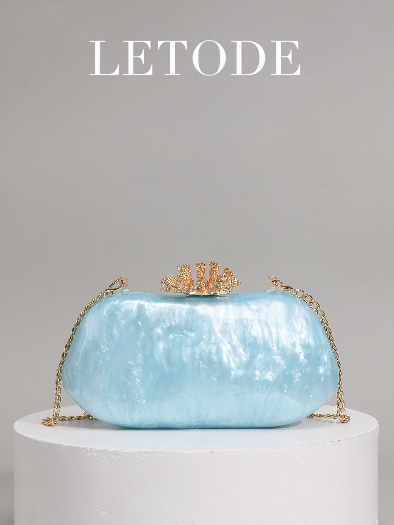 New Flower Mold Pressed Pure Color Acrylic Evening Bag Irregular Clutch Chain Bag