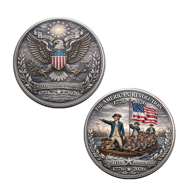 Challenge Coin American Independence 250th Anniversary Commemorative Badge Washington Crossing the Delaware Commemorative Coin