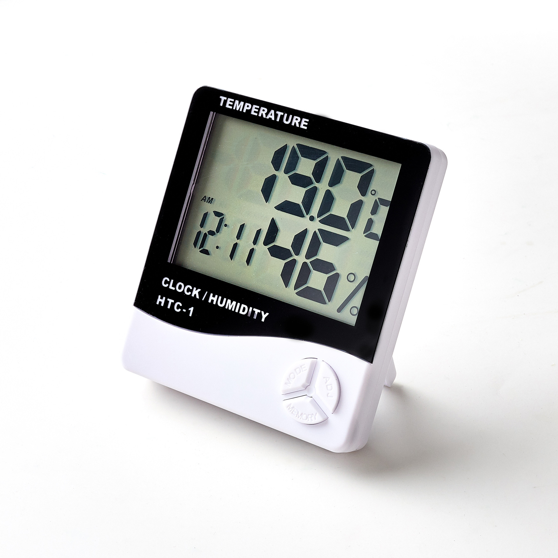 HTC-1 Indoor Electronic Thermometer Alarm Clock Simple Wall-Mounted Large Screen Digital Temperature and Humidity Meter